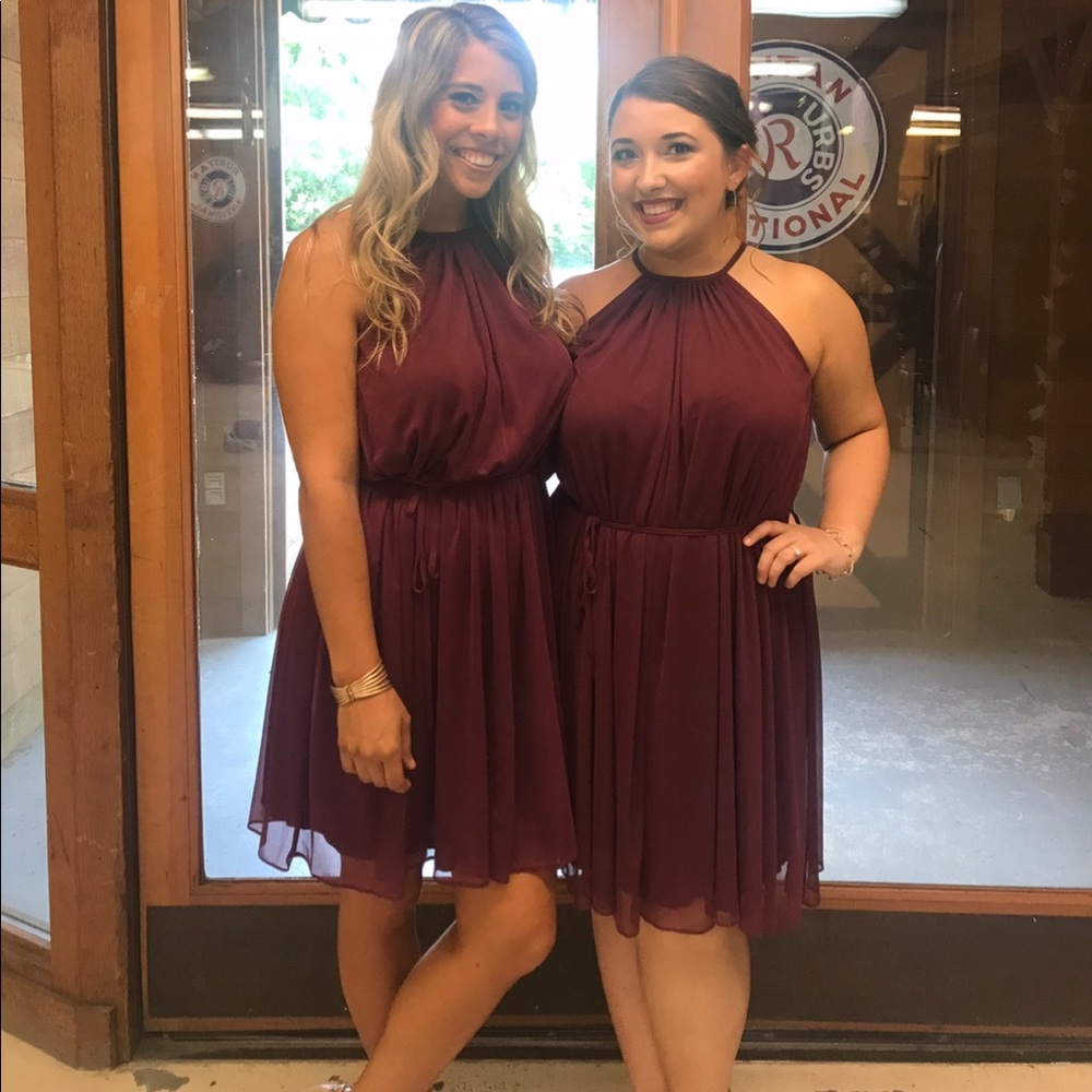 Soft Mesh Halter Short Bridesmaid Dress